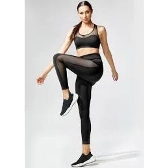 Michi Stardust Crop Legging Women’s M Black Mesh Accents Activewear - Picture 1 of 9